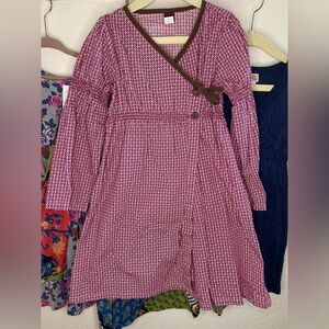 Tea collection girls sz6 burgundy/pink & Brown, 100% cotton Wrap Dress
EUC sz 6